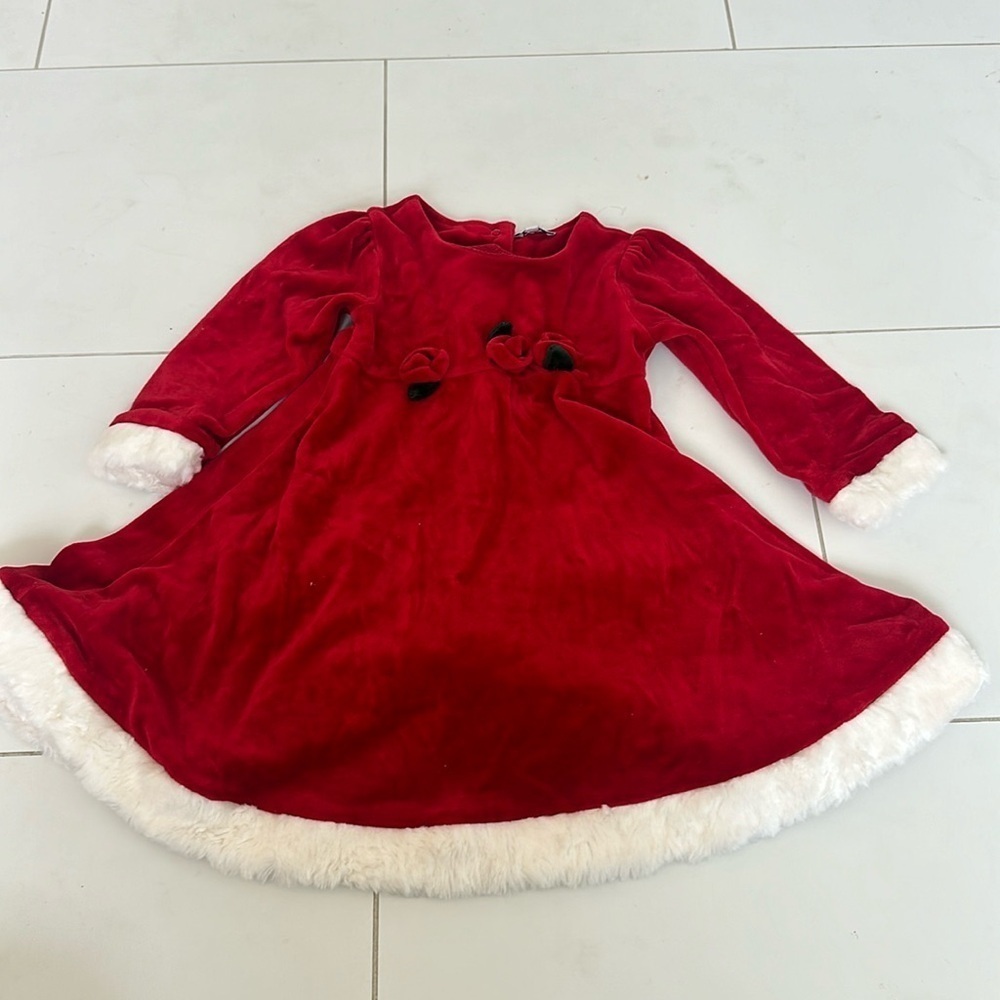 Le Top French Christmas baby girl dress velvet red 2T Mrs. Clause